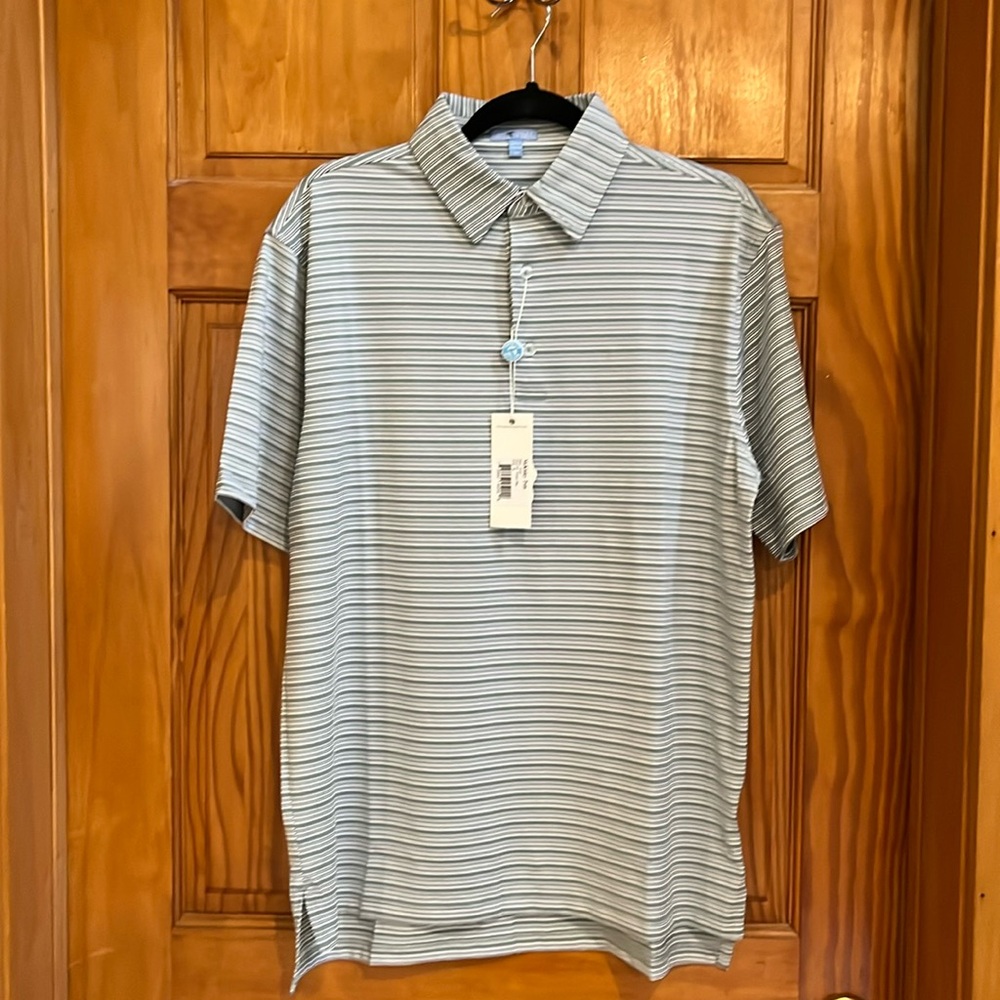 GENTEAL Men’s Pinstripe McKinley Polo Shirt, Color: "Green Bay", Size Medium